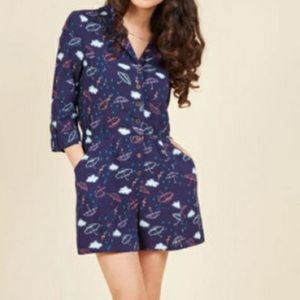 ModCloth So Field with Joy Stormy Umbrella romper size 1X